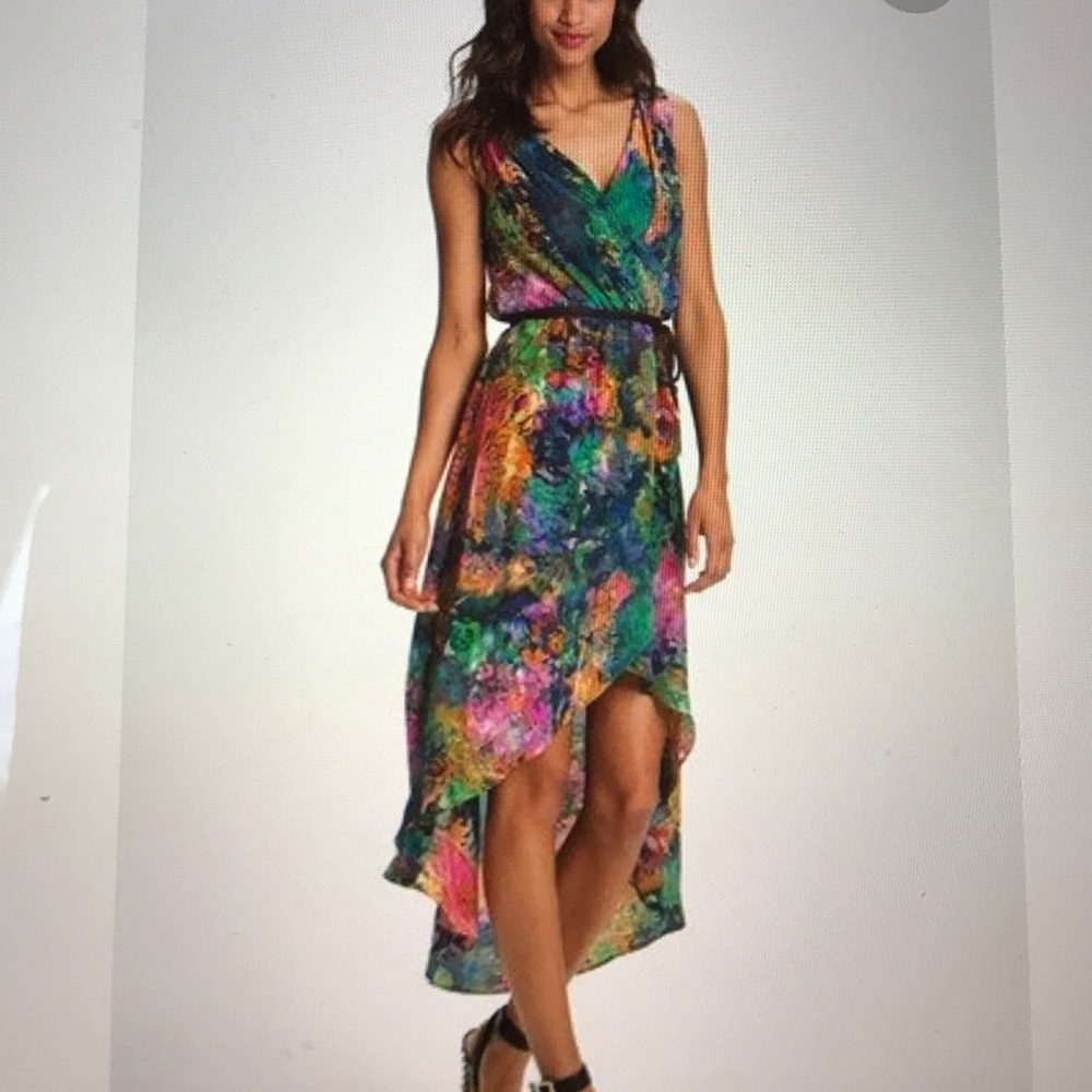 Suzi Chin High/Low Silk Dress Sz 4 (belt not incl)